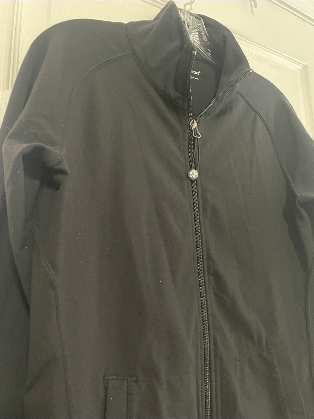 Tuff Athletics Size Large Black Mock Neck Zip Up Jacket Thumb Holes Pockets - Picture 4 of 14